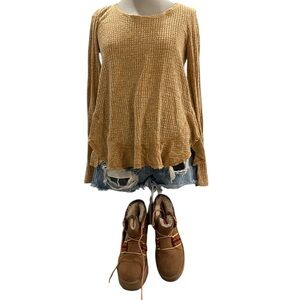 Tan Long Sleeve Top by Antropologie